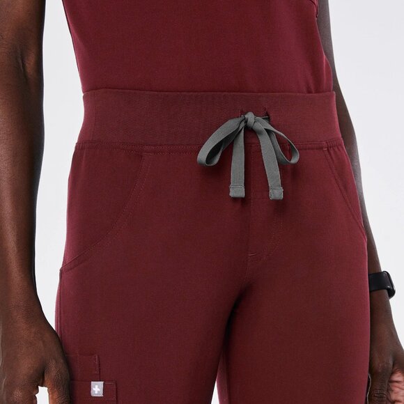 Figs Kade Cargo Scrub Pants in Burgundy, Size XXS - Picture 3 of 9